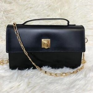 CELINE Gancini Metal Fittings Shoulder Bag 2way Leather Black Chain from Japan